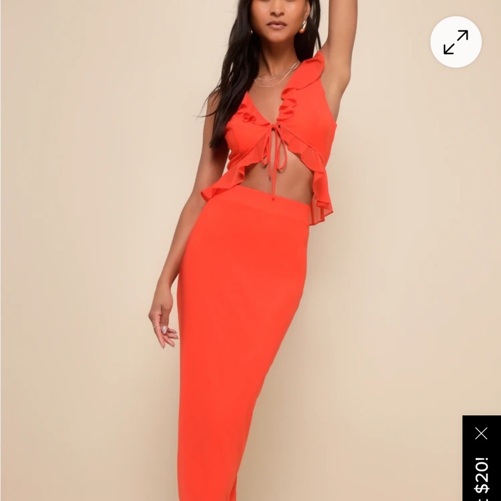Lulu's Vibrant Orange Skirt Set